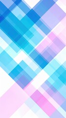 Abstract geometric shapes in shades of blue and pink create a layered, modern design, evoking a sense of tranquility and creativity