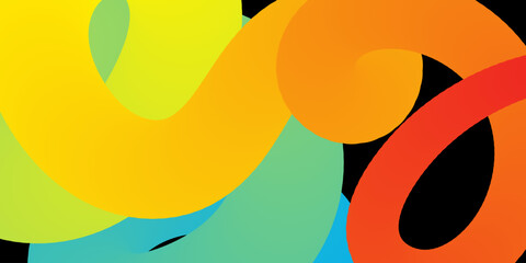 Colorful abstract swirling shape on black background