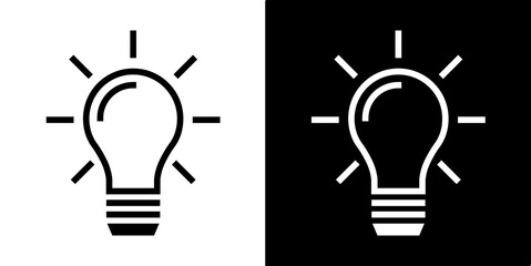 Light bulb idea icon. Brain inside lightbulb - Innovation and creativity logo. Technology and AI icon. Smart idea outline symbol. Lightbulb with brain and gear, AI intelligence.