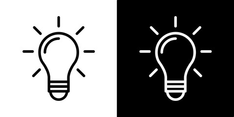 Light bulb idea icon. Brain inside lightbulb - Innovation and creativity logo. Technology and AI icon. Smart idea outline symbol. Lightbulb with brain and gear, AI intelligence.