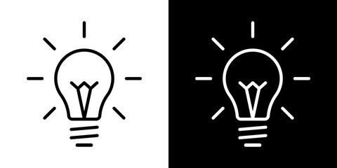 Light bulb idea icon. Brain inside lightbulb - Innovation and creativity logo. Technology and AI icon. Smart idea outline symbol. Lightbulb with brain and gear, AI intelligence.