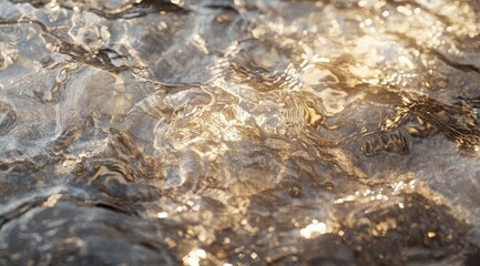Obraz premium Rippled water surface, golden light reflections