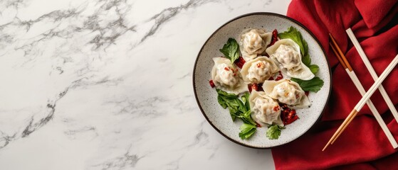 Delicious dumplings on a plate