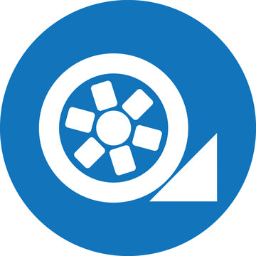 ISO mandatory safety sign, use wheel chock, blue circular icon