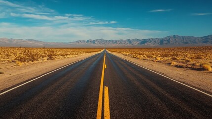 Naklejka premium Desert Highway Under a Vast Sky