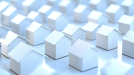 Minimalist model houses arranged in pattern, representing real estate and property investment opportunities