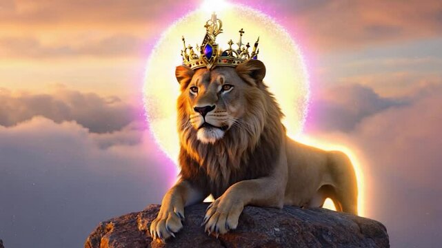Lion king crown majestic sunset