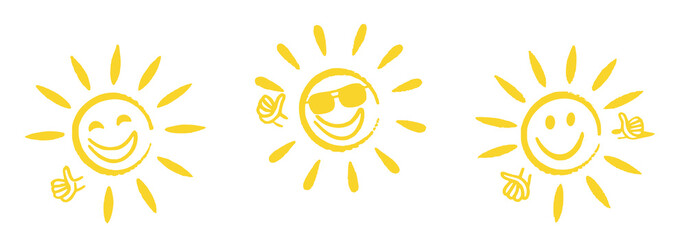 Cheerful Cartoon Sun with Sunglasses — Bright Yellow Summer Character Full of Joy, Warmth, and Positivity for Fun Nature or Leisure Illustration Design