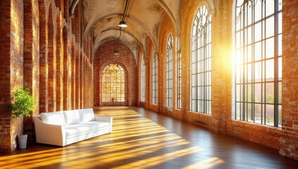 Fototapeta premium Spacious, sunlit interior hallway