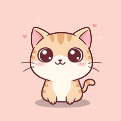 Obraz premium Cute Blushing Cat with Heart Symbols