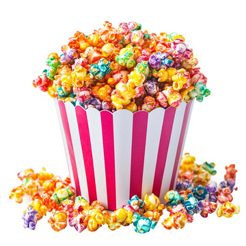 Rainbow Popcorn Colorful & Delicious Treat [Transparent Background PNG]