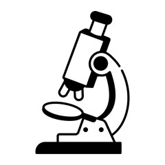 A hand drawn style icon of a research microscope 