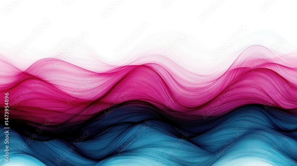 Wall mural abstract colorful wavy layers forming a gradient with a white background