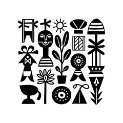 Minimalist Black and White Geometric Tribal Art Print