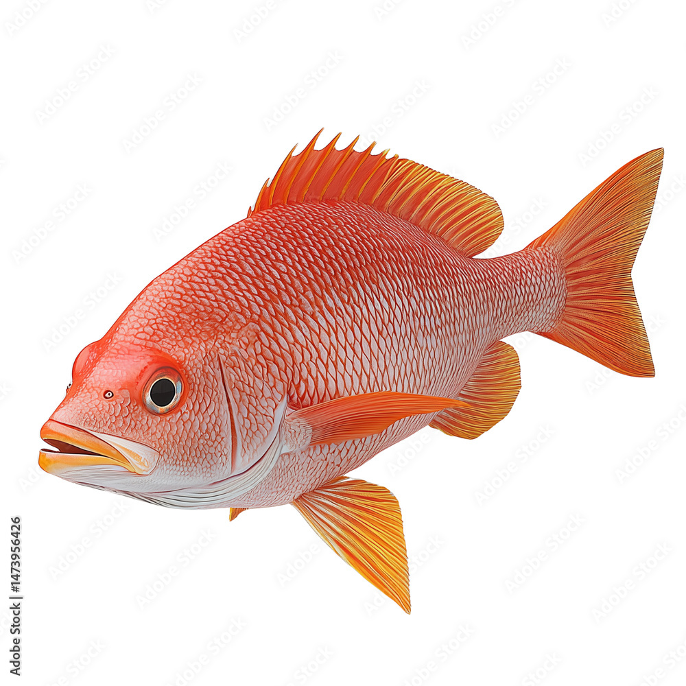 Poster a colorful fish with distinct scales and vibrant fins swims against a contrasting backdrop. isolated