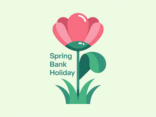 Festive spring bank holiday celebration design featuring a stylized flower and floral elements