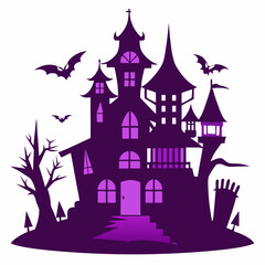 halloween castle with bats
