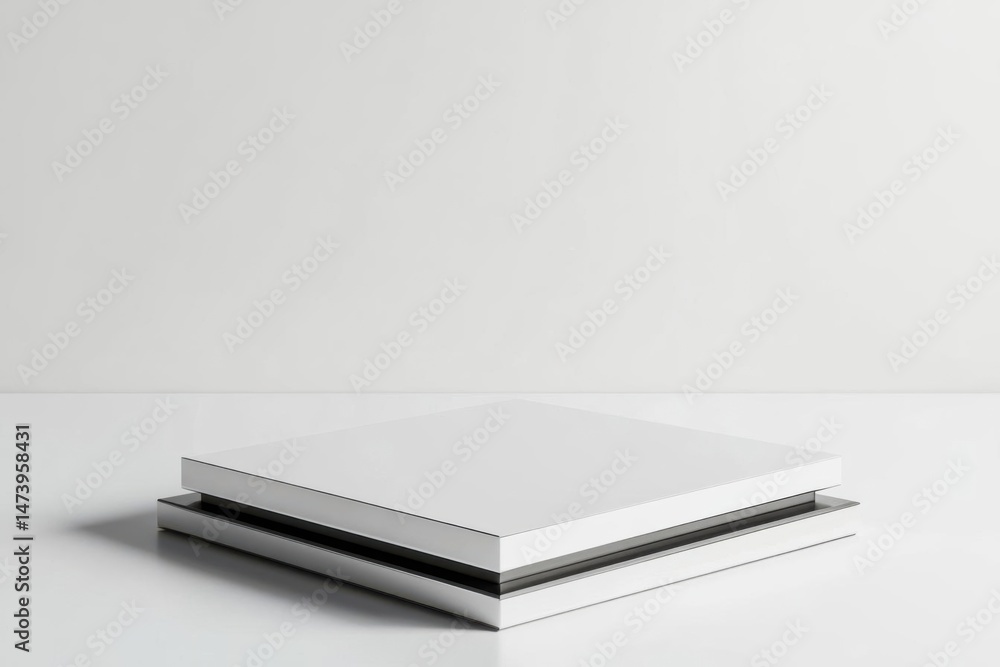 Poster minimalist display stand show product on white surface with simplicity