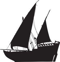 Sailing ship detailed vector silhouette