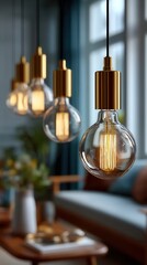 Elegant vintage-style pendant lights hanging in modern home