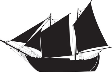 Sailing ship detailed vector silhouette. EPS 8