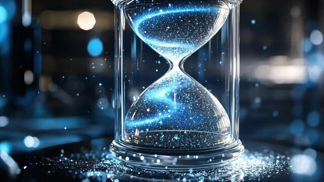 Sparkling hourglass showcases swirling galaxies in stunning display of time and space