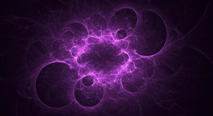 Purple Fractal Nebula Cosmic Energy, Glowing Plasma, Abstract Art