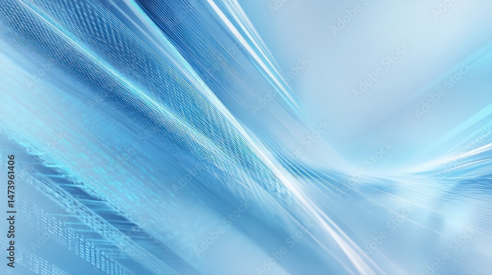 Poster abstract blue digital flow: a serene visualization of data streams and technology
