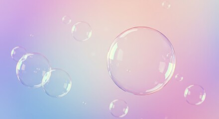 Floating Soap Bubbles, Pastel Rainbow Background, Airy, Light, Dreamy