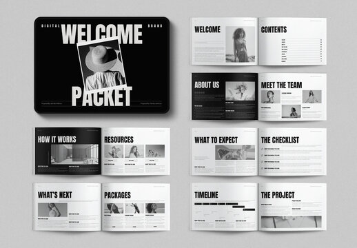 Digital Welcome Packet Layout Design Template Landscape