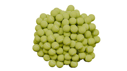 pile of tennis balls isolated on white