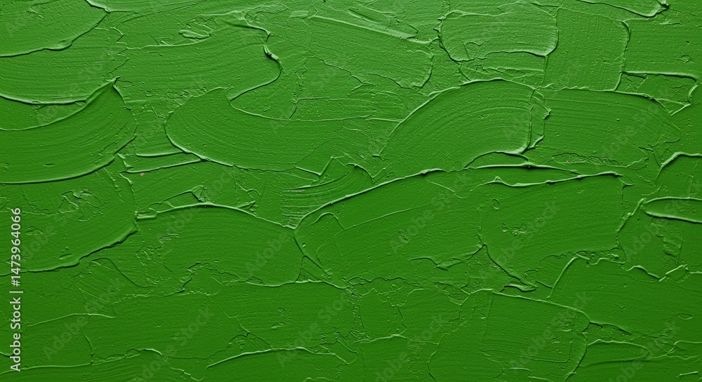 Poster close-up view of textured green paint strokes, showcasing a vibrant and artistic abstract background
