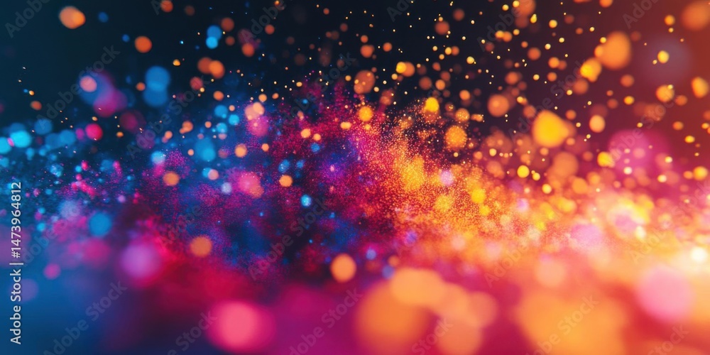 Poster colorful bokeh light creates abstract background and decorative element.