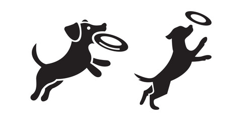 Vector image of dogs playing frisbee