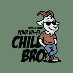 Cool Cartoon Goat, Funny Vintage Style Mascot Vector