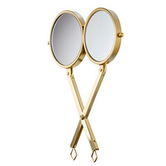 Fototapeta premium Gold Handheld Double Mirror Elegant Vanity Accessory isolated on transparent background