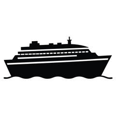 Silhouette Vector of Passenger Ship with Multiple Decks and Lifeboats for Marine Transportation and Travel Concepts