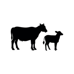 farm animals silhouettes vector isolated white