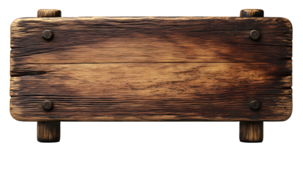Wooden Signboard on a Transparent Background, Ideal for Custom Place Marking and Decor