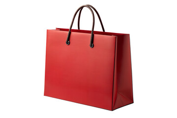 Stylish red shopping bag with rope handles on black background, red, shopping, bag, black, stylish, fashion, shop, sale, retail, purchase, buy, handle, rope, isolated, background, gift, present