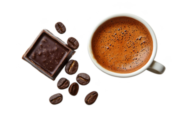 Savoring gourmet coffee a cozy chocolate pairing experience intimate  setting beverage photography top-down view of flavorful indulgence