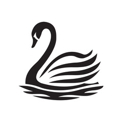 Vector illustration of a graceful swan bird silhouette