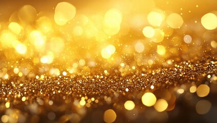 Golden celebratory bokeh backdrop.  A rich, golden background with sparkling bokeh lights, creating a festive and glamorous atmosphere