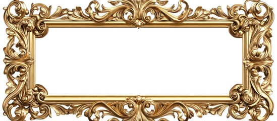 Antique gold picture frame, a vintage ornate object with a carved wooden border