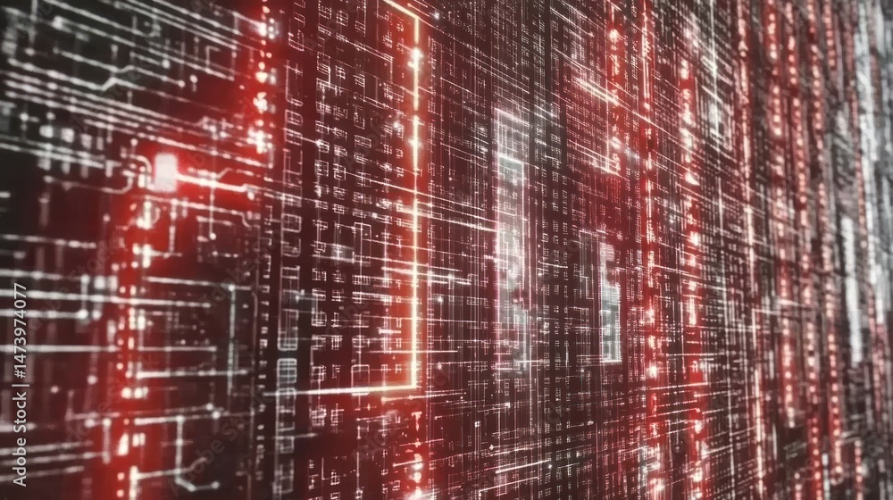 Wall mural futuristic digital representation of an intricate and complex network system