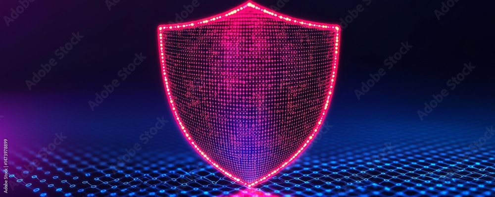 Aufkleber digital shield with glowing binary data on a vibrant background. digital literacy and cybersecurity 