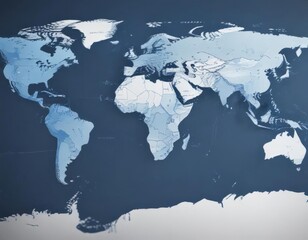 Blue & white vector world map; clean modern design ideal for presentations ,  world,  political