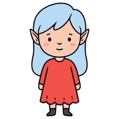 young female elf character flat color vector illustration template design