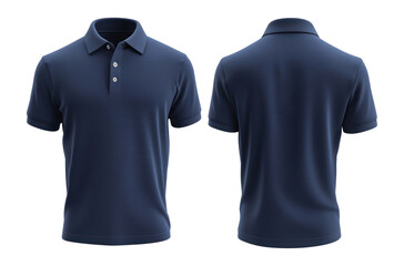 PNG Navy blue polo shirt mockup clothing front back.