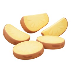 3D quarter cut brown potatoes